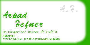 arpad hefner business card
